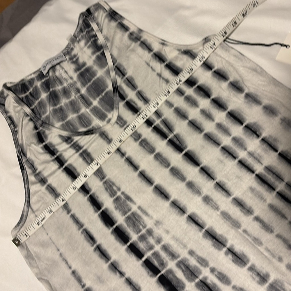 POINT ZERO maxi dress jersey knit indigo print sleeveless v-neck white black lge - Picture 10 of 13